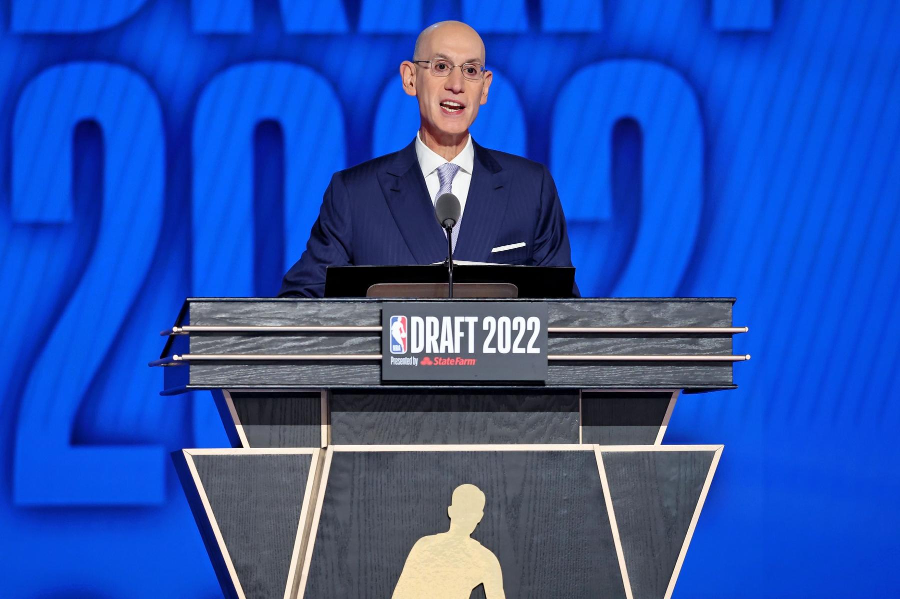 NBA commissioner Adam Silver speaks before the first round of the 2022 NBA Draft at Barclays Center. Mandatory Credit: Brad Penner-USA TODAY Sports